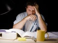 Young Man Studying at Night Royalty Free Stock Photo