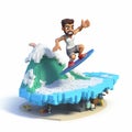 Pixel Surfer: A 3d 8-bit Cartoon Character Riding Waves