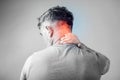 Young man suffering from neck pain. Headache pain. Royalty Free Stock Photo