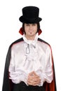 Young man in a suit of Count Dracula Royalty Free Stock Photo