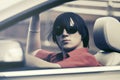 Young man in sunglasses driving convertible car Royalty Free Stock Photo