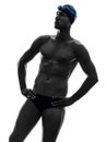 Young man swimmer swimming silhouette Royalty Free Stock Photo