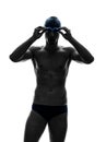 Young man swimmer swimming silhouette Royalty Free Stock Photo