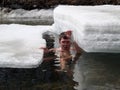 Young man swimming extreme