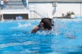 Young man swimming in pool