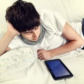 Young Man with Tablet Computer Royalty Free Stock Photo