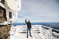 Young man take selfie in Winter in High Tatras Royalty Free Stock Photo