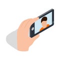 Young man taking selfie photo icon Royalty Free Stock Photo