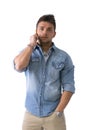 Young man talking on cell phone (mobile) Royalty Free Stock Photo