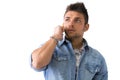 Young man talking on cell phone (mobile) Royalty Free Stock Photo