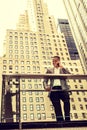 Young Man talking on cell phone outdoors in New York City Royalty Free Stock Photo