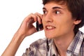 Young man talking by cellular phone