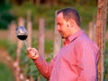 Young man is tasting red wine Royalty Free Stock Photo