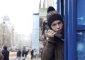 Young man with a telephone receiver in hand Royalty Free Stock Photo