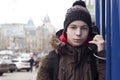 Young man with a telephone receiver in hand Royalty Free Stock Photo