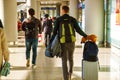 Terminal airport with passengers with bags. Royalty Free Stock Photo