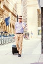 Young handsome man traveling, working in New York City Royalty Free Stock Photo