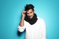 Young man with trendy hairstyle posing Royalty Free Stock Photo