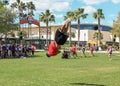 Young man tumbling doing a double full