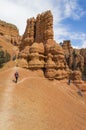 A Young Man and Two Young Women explore the Colorful Rock Formations of Red Canyon Utah