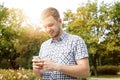 Young Man Using Cellphone Royalty Free Stock Photo