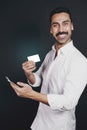 Young man using mobile payment Royalty Free Stock Photo