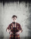 Young man using 2 phones at once Royalty Free Stock Photo