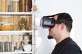 young man using virtual reality headset Royalty Free Stock Photo