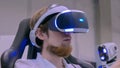 Young man using virtual reality headset Royalty Free Stock Photo