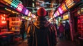 Young man with virtual reality headset or 3d glasses over night city background, wearing virtual reality glasses Royalty Free Stock Photo