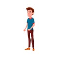 young man waiting taxi on street cartoon vector