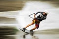 Young man wakeboarding