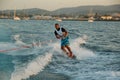 Young man wakeboarding Royalty Free Stock Photo
