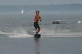 Young Man Wakeboarding in Casco Bay in Maine Royalty Free Stock Photo