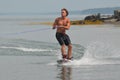 Young Man Wakeboarding in Maine Royalty Free Stock Photo