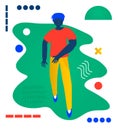 Young man walk. Walks - a man walk. Creative vector illustration made in abstract composition
