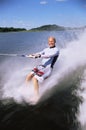 A young man water skiing Royalty Free Stock Photo