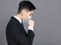 Young man wear medical mask and cough Royalty Free Stock Photo
