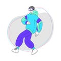 Young Man Wearing Augmented Reality Glasses Dancing Vector Illustration