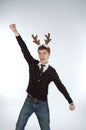 Young man wearing deer's horns Royalty Free Stock Photo