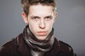 Young man wearing elegant shirt and scarf