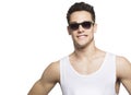 Young Man Wearing Goggle In Tanktop Royalty Free Stock Photo