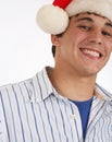 Young Man Wearing Santa Hat