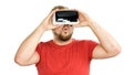 Young man wearing virtual reality googles / VR Glasses Royalty Free Stock Photo