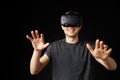 Young Man Wearing Virtual Reality Headset