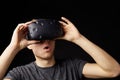 Young Man Wearing Virtual Reality Headset In Studio Royalty Free Stock Photo