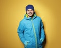 Young man wearing warm clothes. Ready for winter vacation Royalty Free Stock Photo
