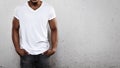 Young man wearing white t-shirt