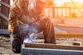 A strong man welder Royalty Free Stock Photo