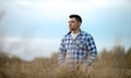 Young man in wheat field Royalty Free Stock Photo